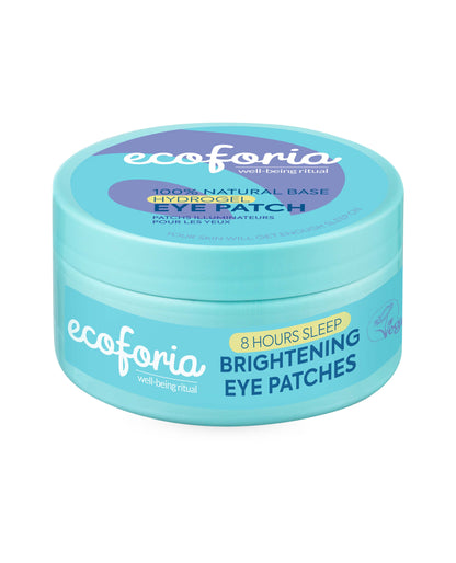 Container of ecoforia brightening eye patches on a white background